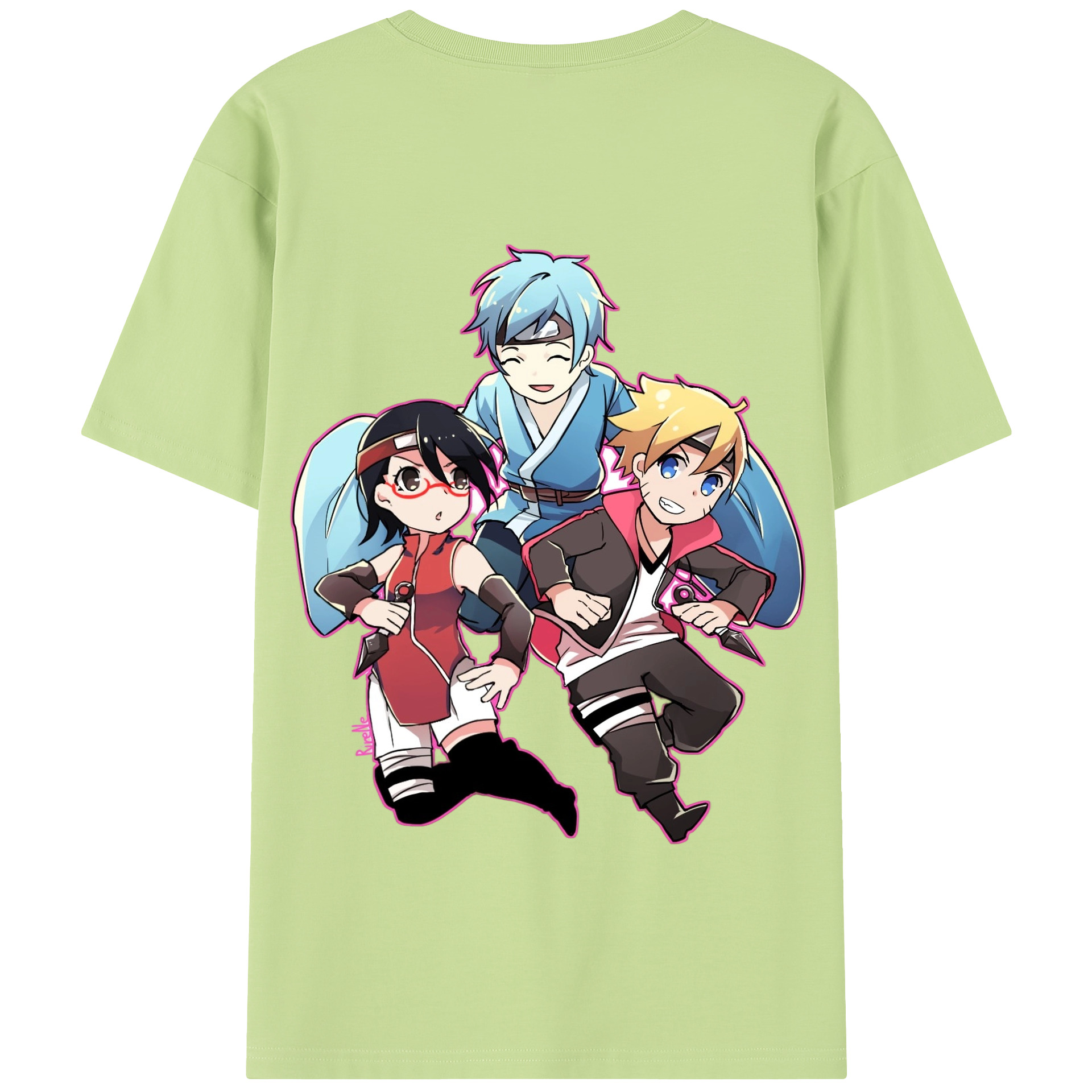 （画像用） NARUTO -ナルト- うちは サラダ Uchiha Sarada 綿100％半袖Tシャツ（背面プリント）